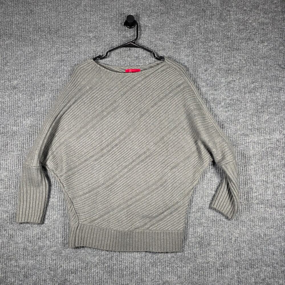 Jennifer‎ Lopez Gray Ribbed Sweater M Dolman Sleeve Knit Top